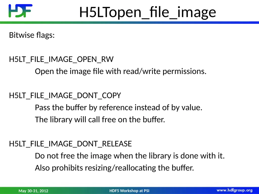 HDF5 File Image Operations Dana Robinson The HDF - slide 18 of 21
