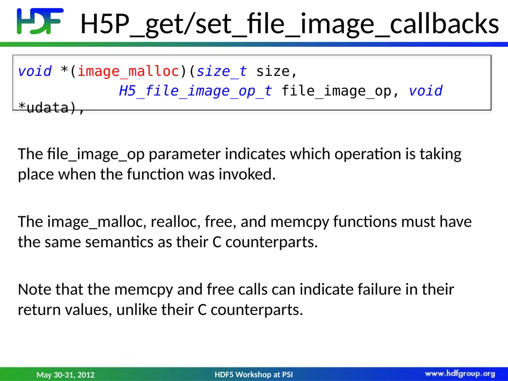 HDF5 File Image Operations Dana Robinson The HDF - slide 14 of 21