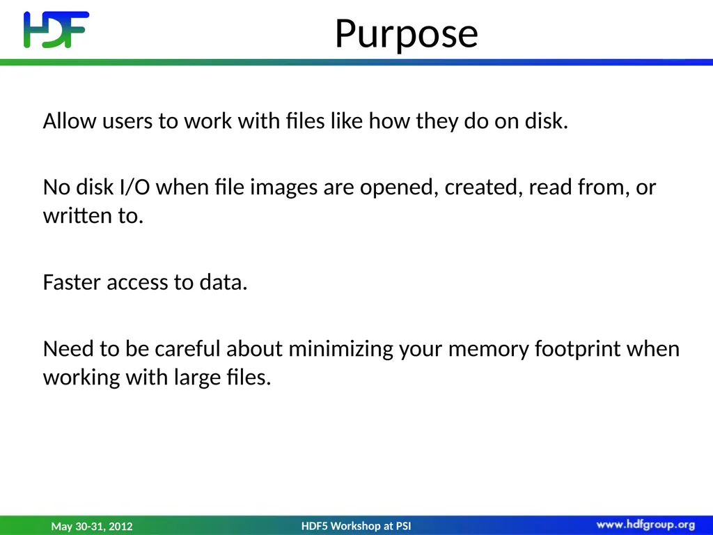 HDF5 File Image Operations Dana Robinson The HDF - slide 2 of 21