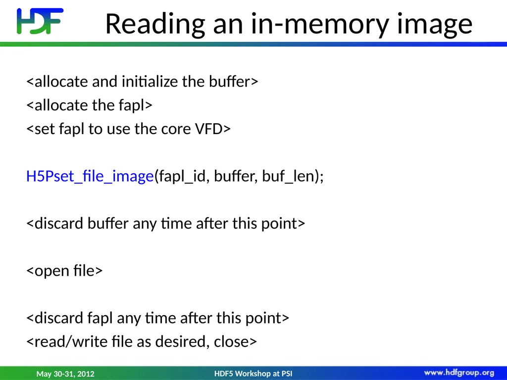 HDF5 File Image Operations Dana Robinson The HDF - slide 19 of 21