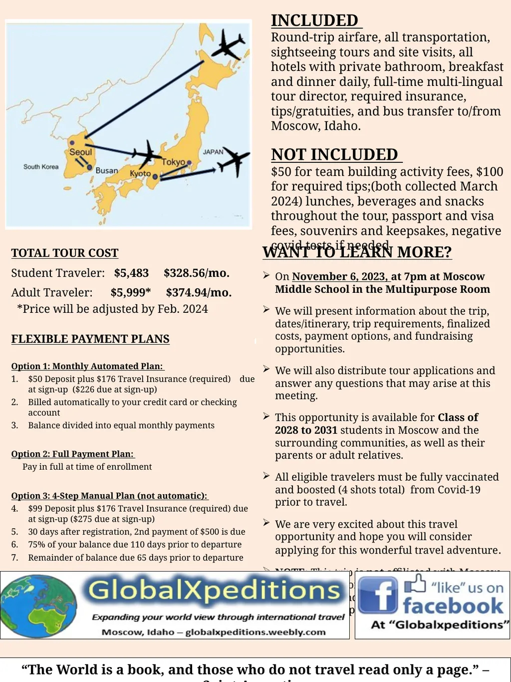 South Korea and Japan TOUR ITINERARY Day 1: Start - slide 2 of 2