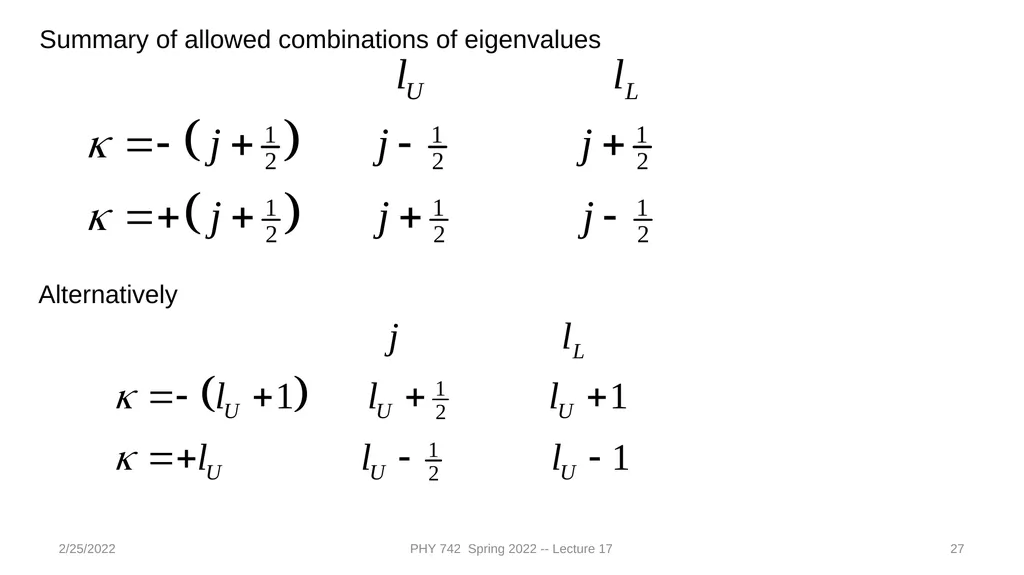 2/25/2022 PHY 742 Spring 2022 -- Lecture 17 1 PHY - slide 27 of 31