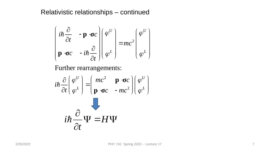 2/25/2022 PHY 742 Spring 2022 -- Lecture 17 1 PHY - slide 7 of 31
