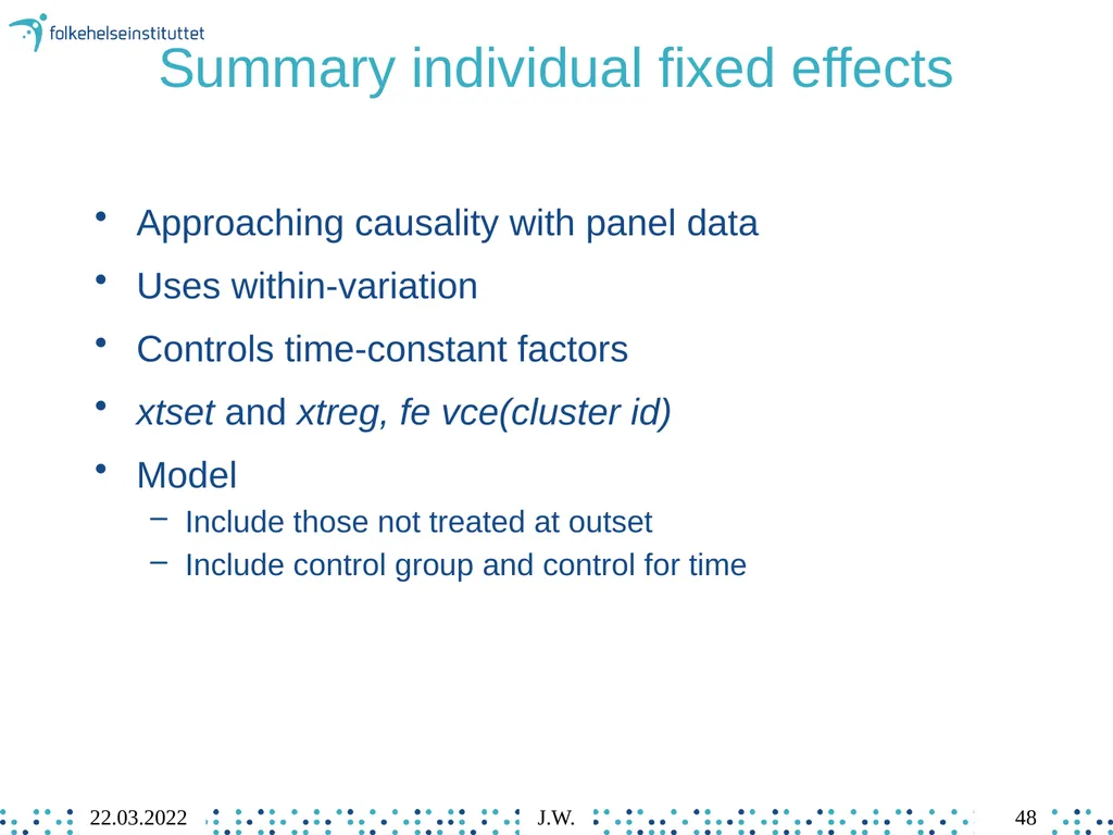 8 Individual Fixed Effects Regression Jonathan - slide 48 of 49