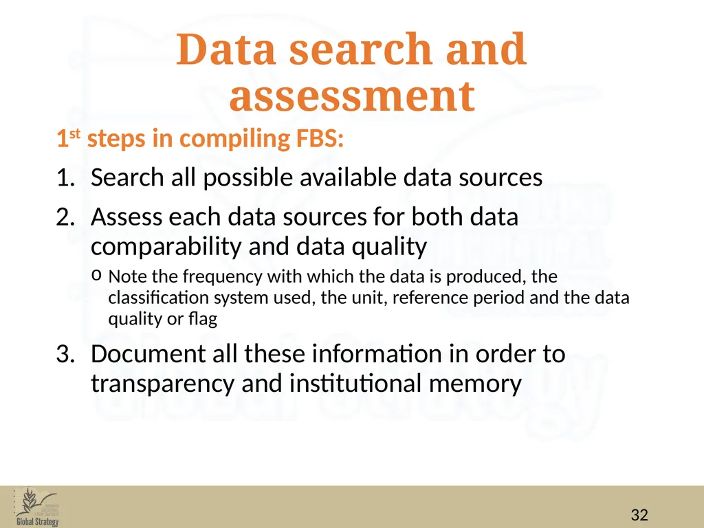 Food Balance Sheets Data for FBS compilation: data - slide 32 of 36