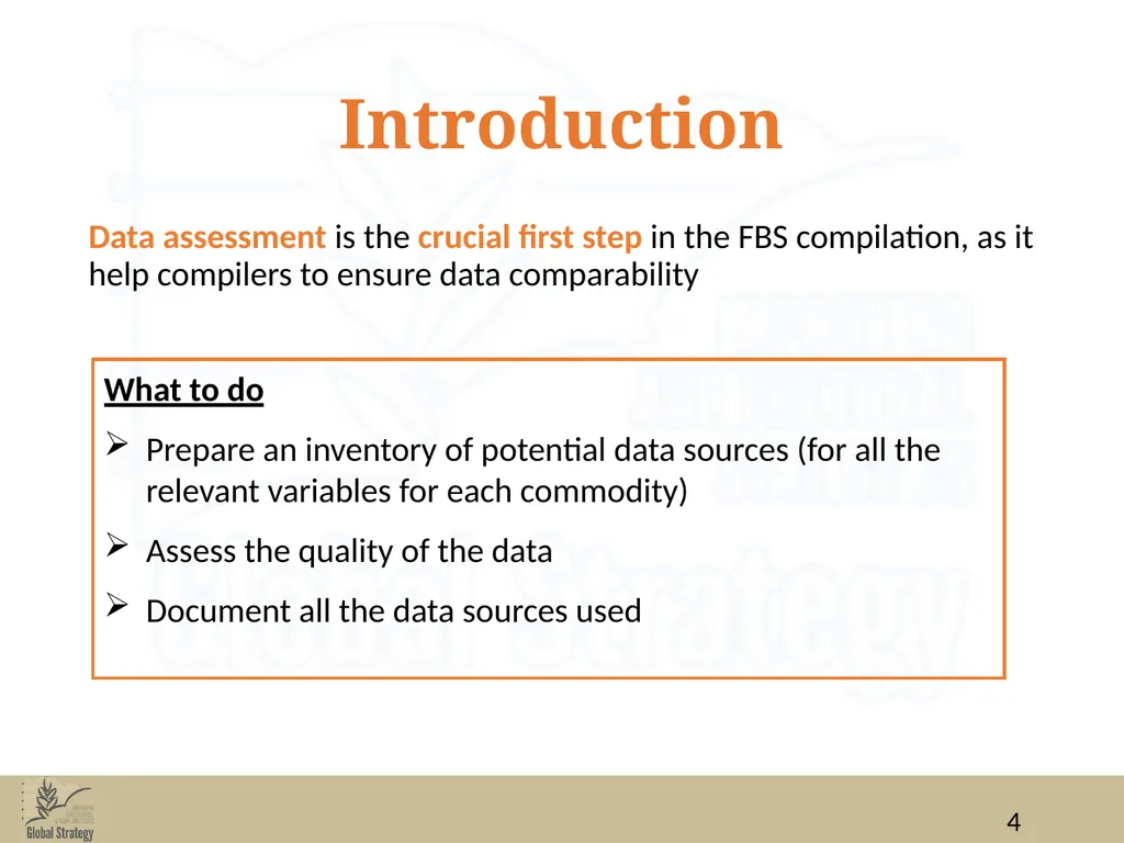 Food Balance Sheets Data for FBS compilation: data - slide 4 of 36