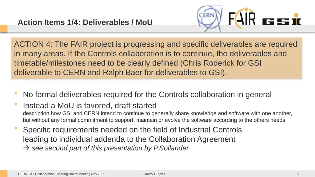 CERN-GSI Collaboration Steering Board Meeting - slide 3 of 12