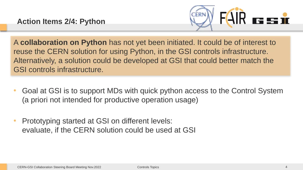 CERN-GSI Collaboration Steering Board Meeting - slide 4 of 12