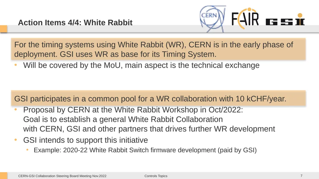 CERN-GSI Collaboration Steering Board Meeting - slide 7 of 12