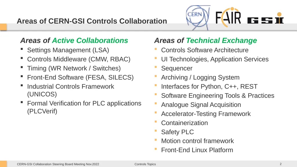 CERN-GSI Collaboration Steering Board Meeting - slide 2 of 12