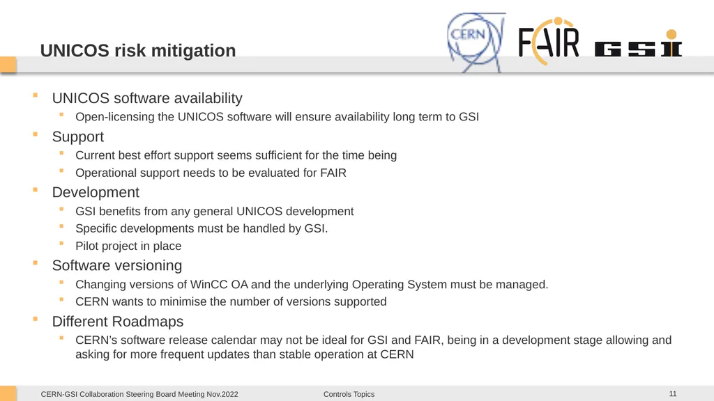 CERN-GSI Collaboration Steering Board Meeting - slide 11 of 12