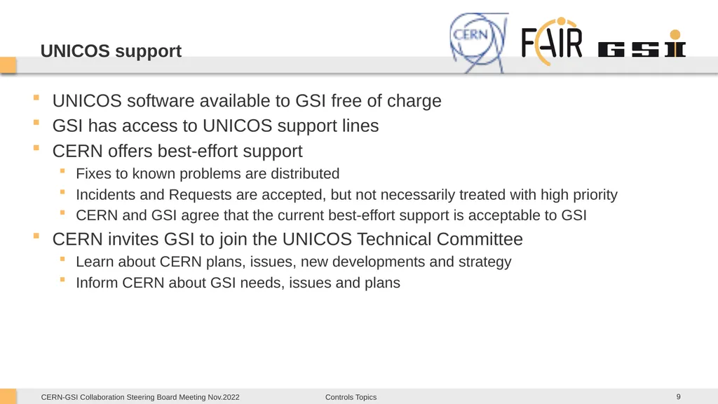 CERN-GSI Collaboration Steering Board Meeting - slide 9 of 12
