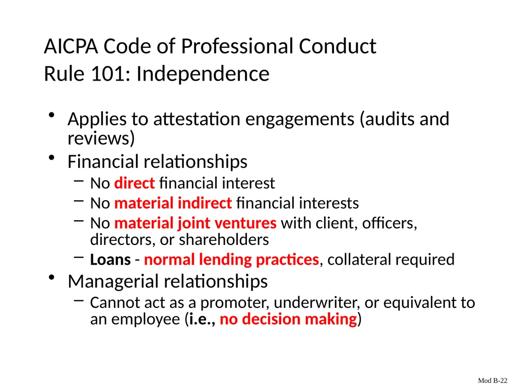 Auditing & Assurance Services, 6e Module B - slide 22 of 41
