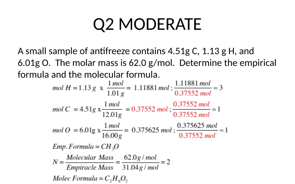 Practice: Empirical and Molecular Formula For a - slide 3 of 8