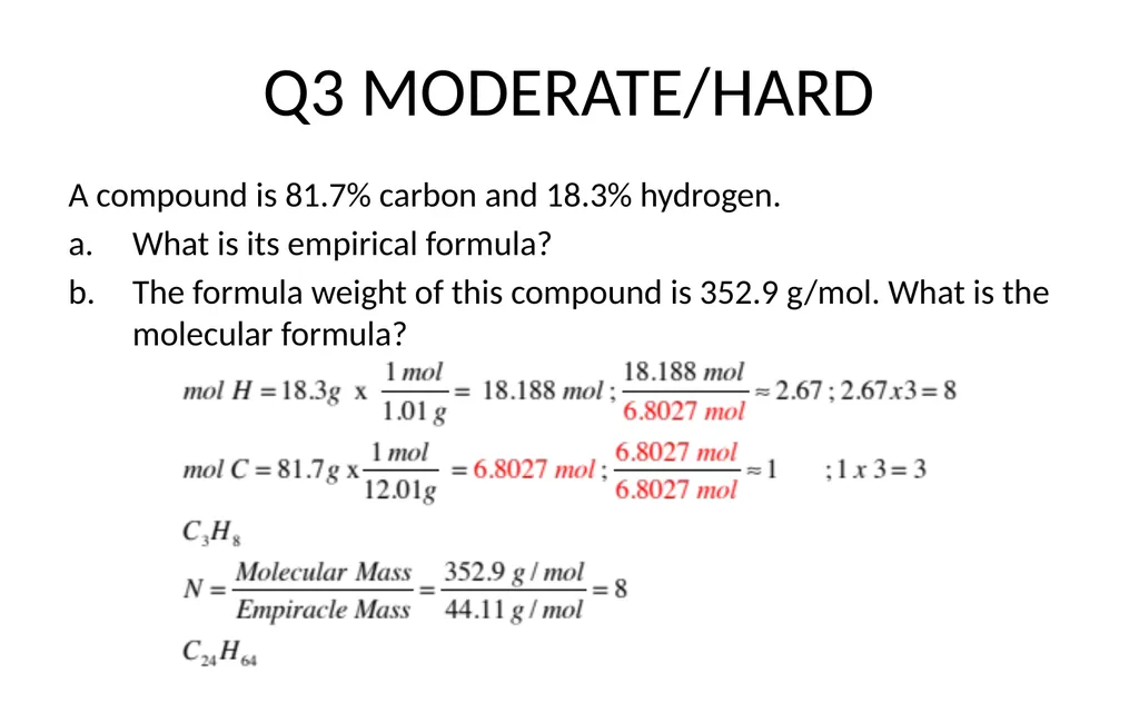 Practice: Empirical and Molecular Formula For a - slide 4 of 8