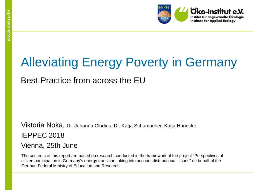 Alleviating Energy Poverty in Germany - slide 1 of 14