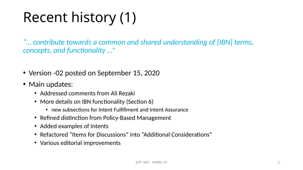 Status on Intent-Based Networking – Concepts and - slide 2 of 4