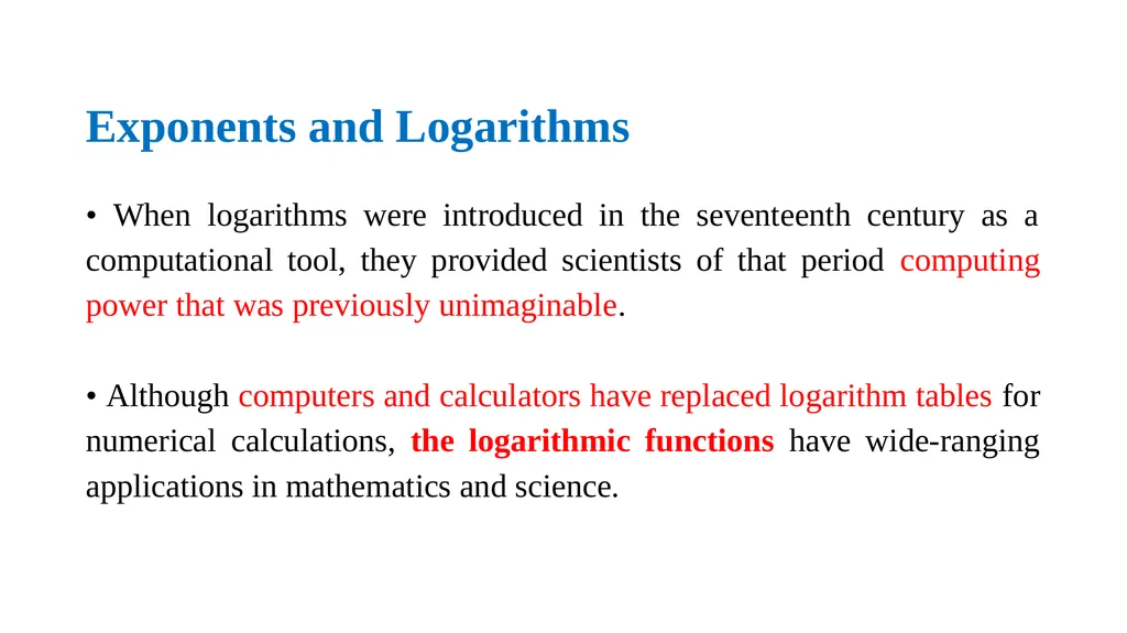 Exponents and Logarithms Dr. Haider Raheem - slide 5 of 17