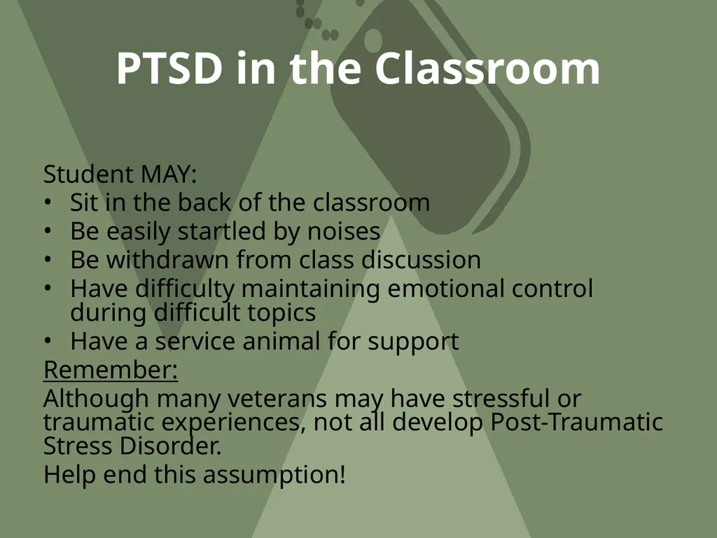 Shepherd University Green Zone Training OBJECTIVE - slide 18 of 34