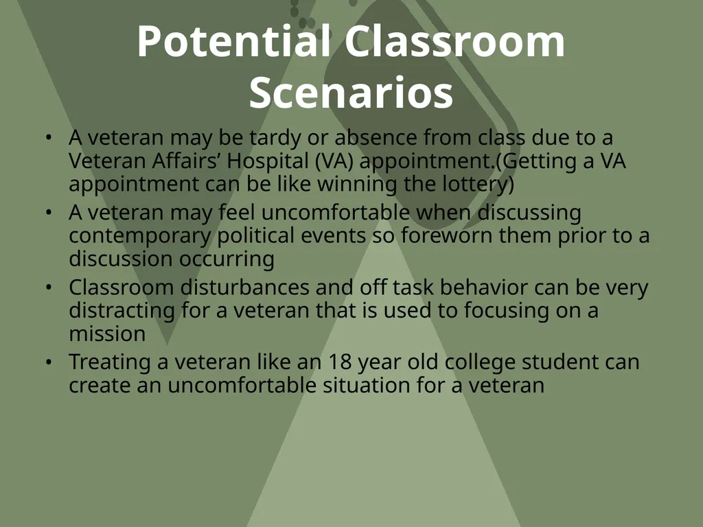 Shepherd University Green Zone Training OBJECTIVE - slide 23 of 34
