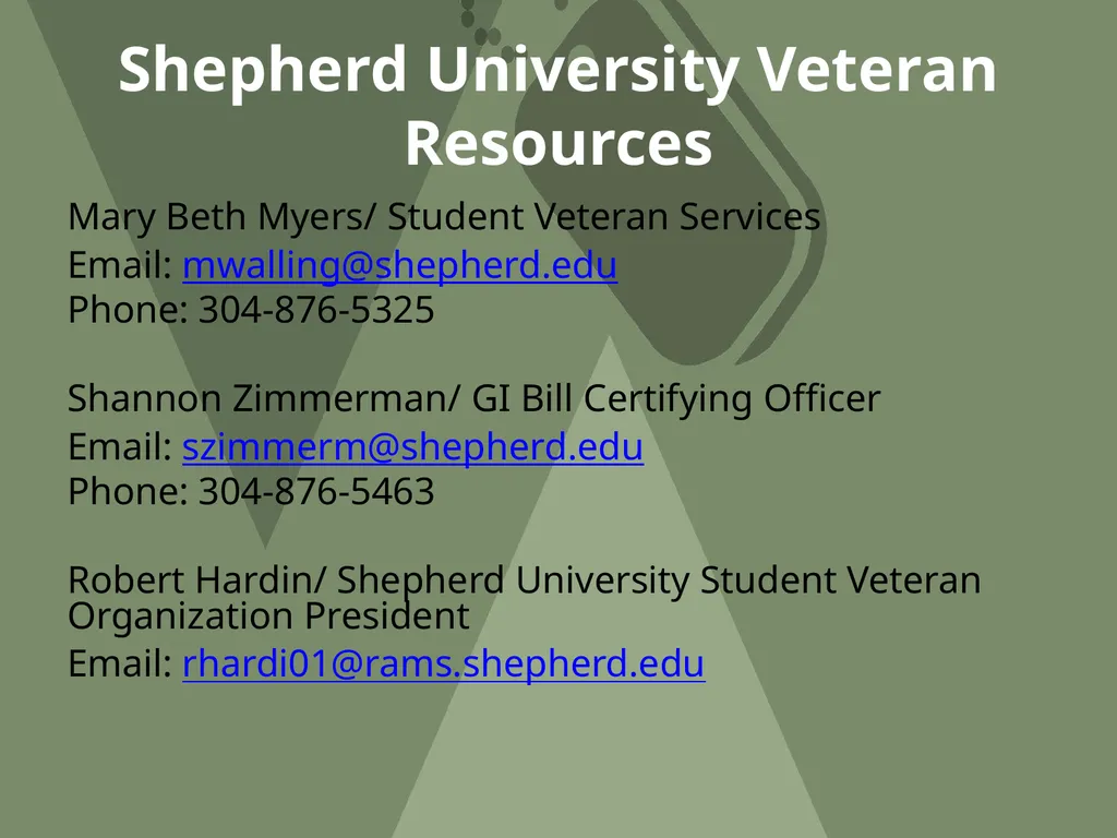 Shepherd University Green Zone Training OBJECTIVE - slide 29 of 34