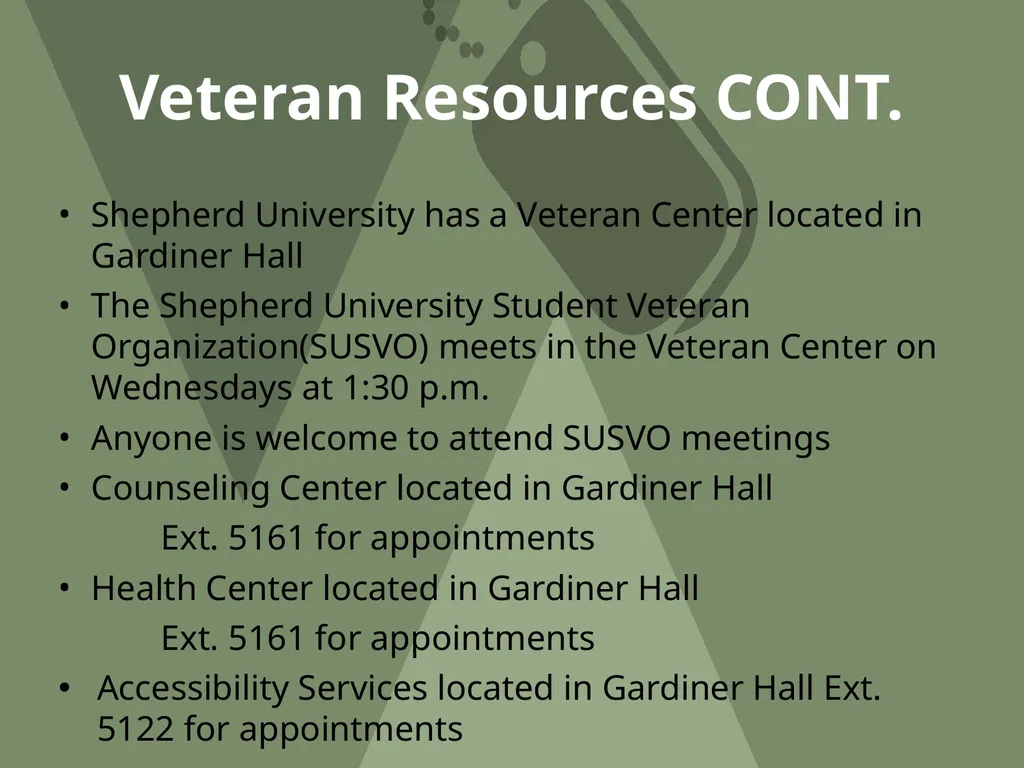 Shepherd University Green Zone Training OBJECTIVE - slide 30 of 34