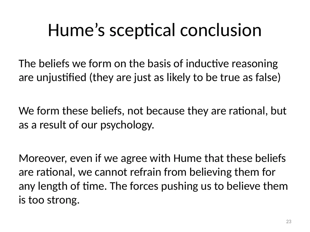 Introduction/Hume’s Problem of Induction Seminar - slide 23 of 24