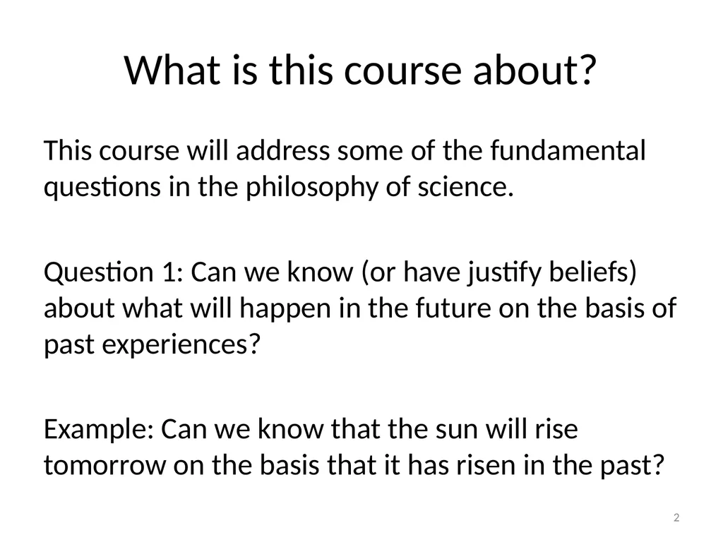 Introduction/Hume’s Problem of Induction Seminar - slide 2 of 24