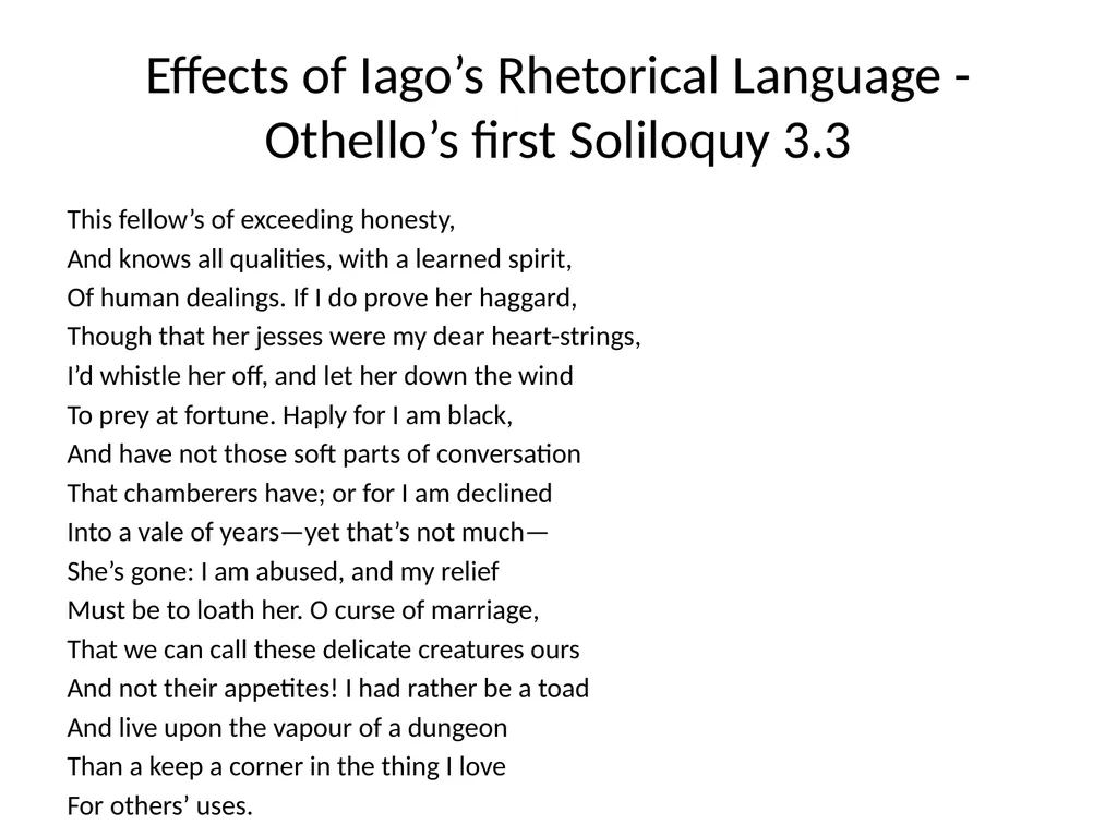 Comparing Othello and Streetcar Concerns and - slide 30 of 37