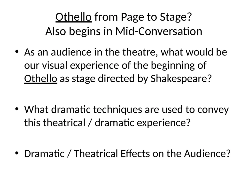 Comparing Othello and Streetcar Concerns and - slide 21 of 37