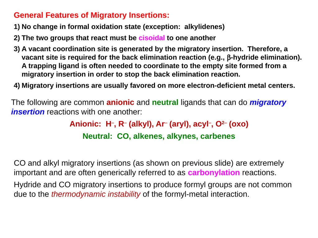 Migratory Insertion & Elimination Rxns A migratory - slide 2 of 19