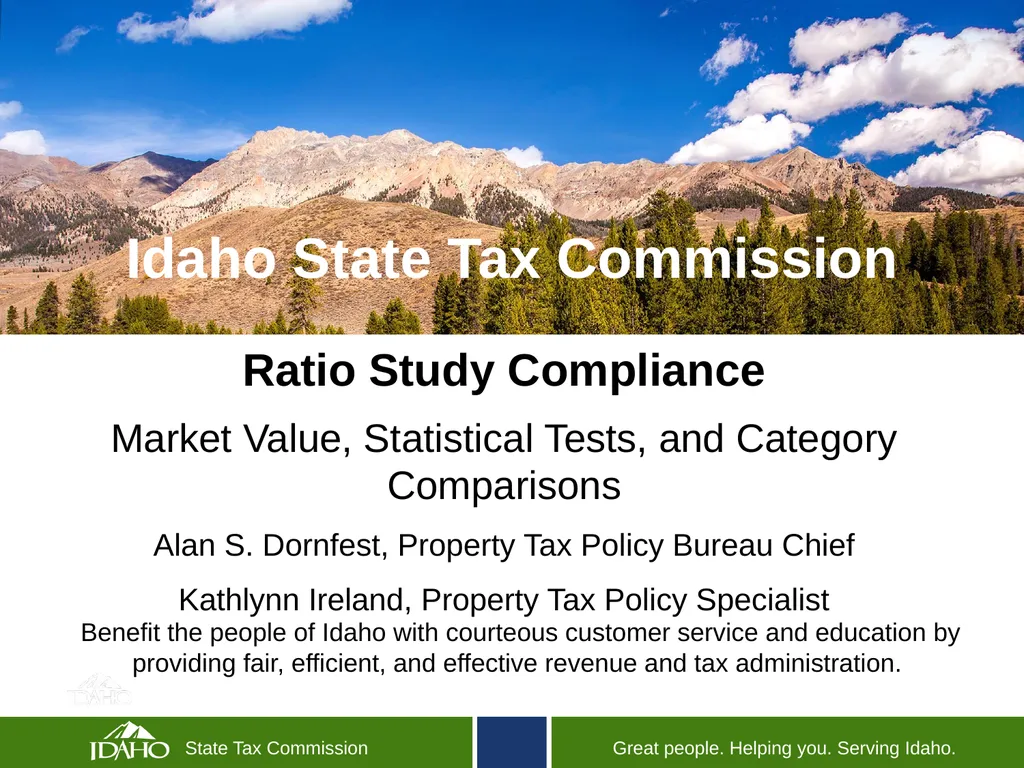 Idaho State Tax Commission Ratio Study Compliance - slide 1 of 16