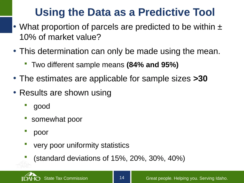 Idaho State Tax Commission Ratio Study Compliance - slide 14 of 16
