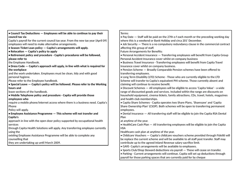 Example of a TUPE Notification on Measures TUPE - slide 3 of 4