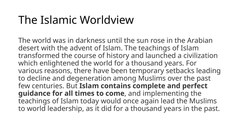 Islamic Worldview Dr. Asad Zaman Thinklink: - slide 4 of 24