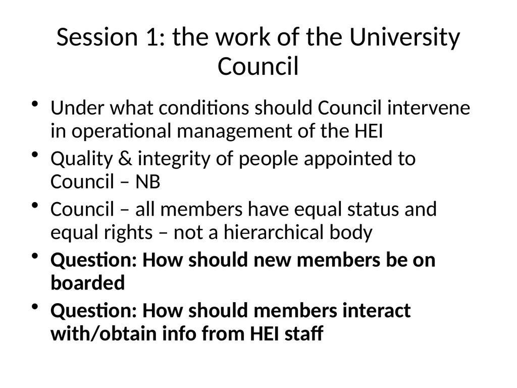 Session 1: the work of the University Council - slide 3 of 23