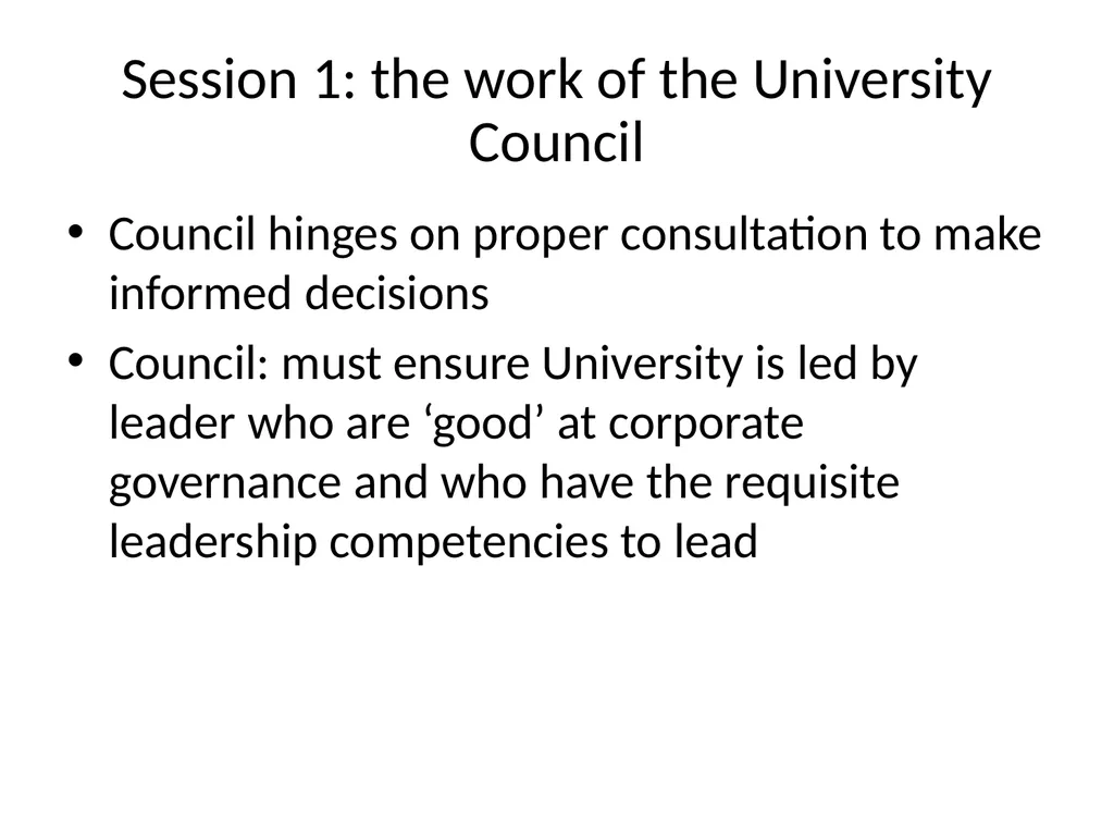 Session 1: the work of the University Council - slide 7 of 23