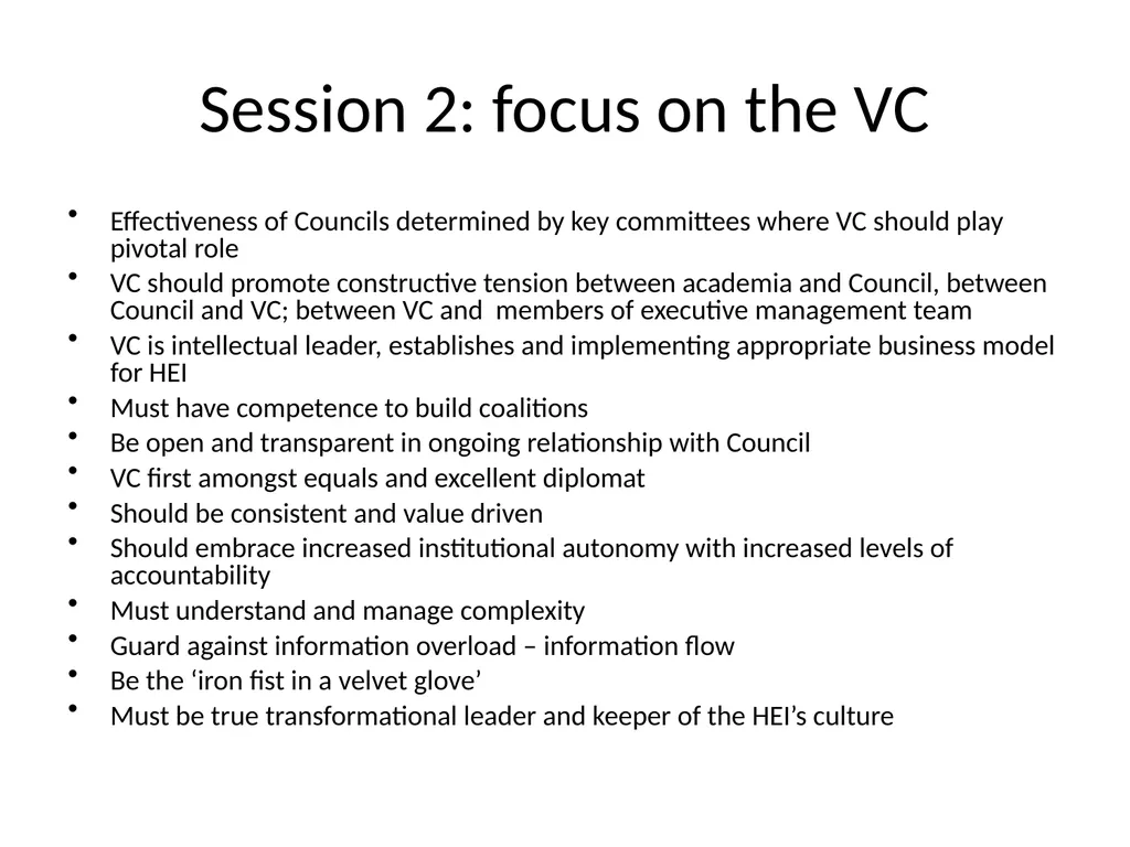 Session 1: the work of the University Council - slide 9 of 23