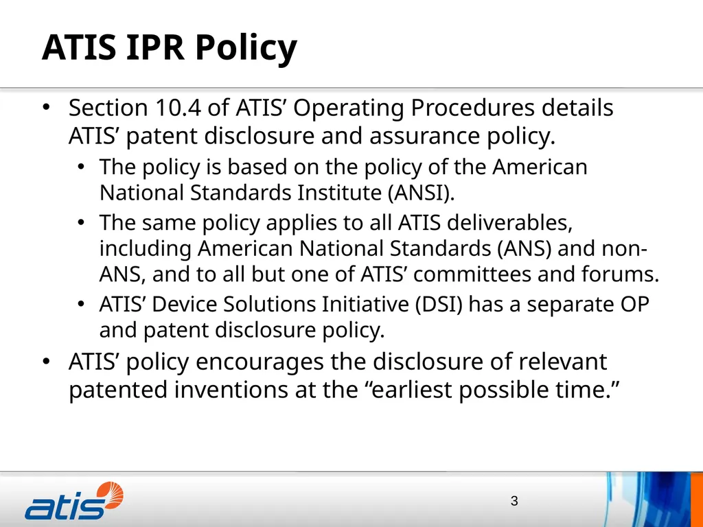 Thomas Goode General Counsel, ATIS April 20, 2015 - slide 3 of 14