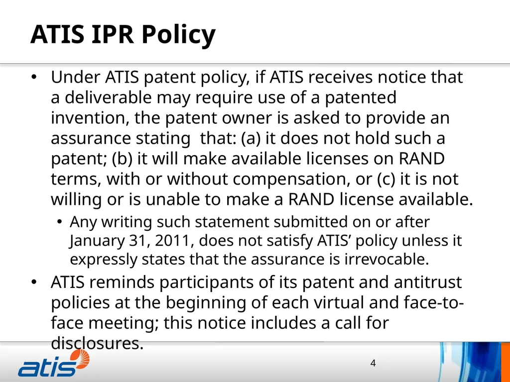 Thomas Goode General Counsel, ATIS April 20, 2015 - slide 4 of 14