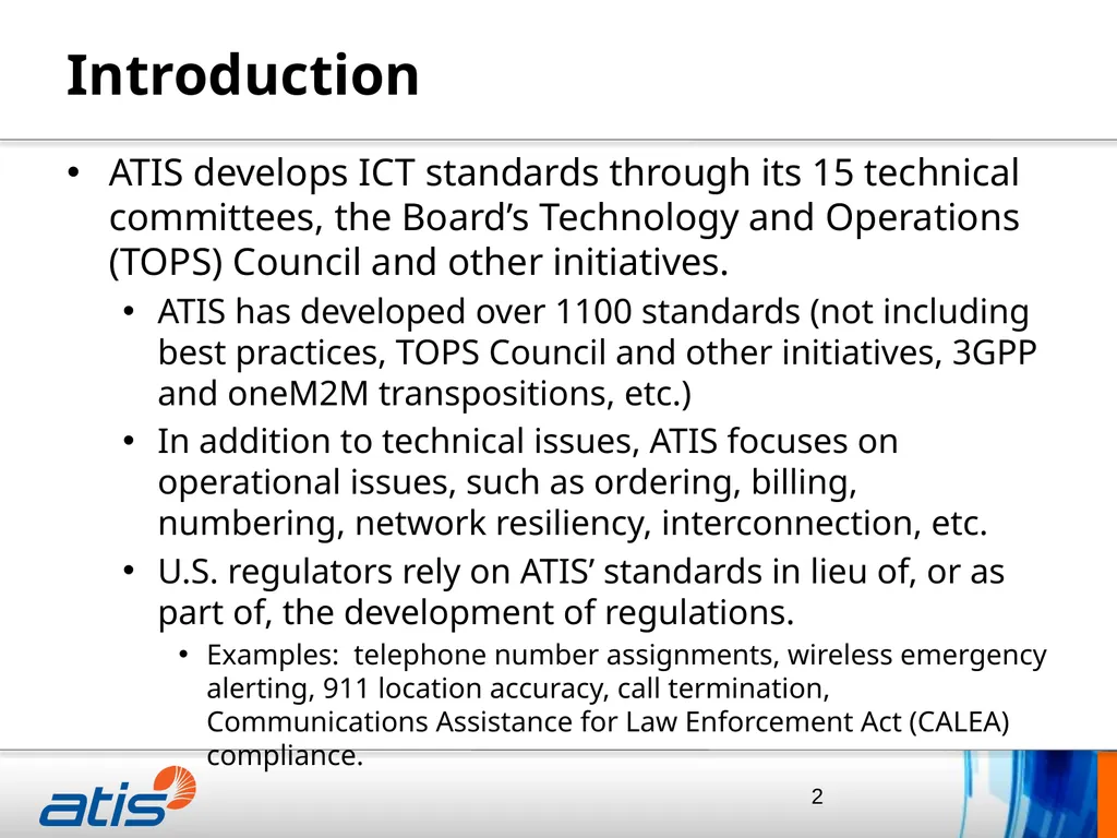 Thomas Goode General Counsel, ATIS April 20, 2015 - slide 2 of 14