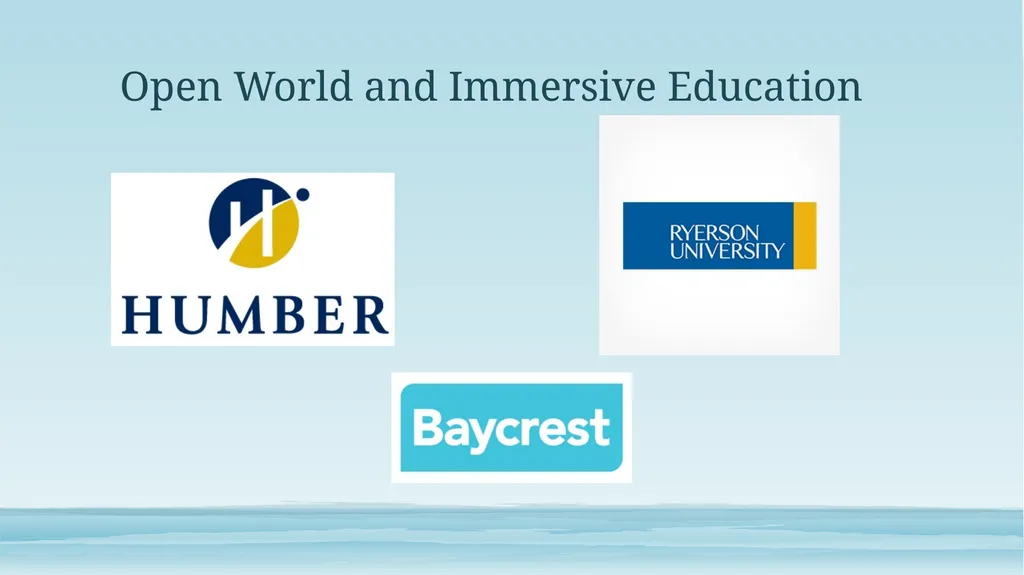 Open World and Immersive Education Serious Games, - slide 1 of 19