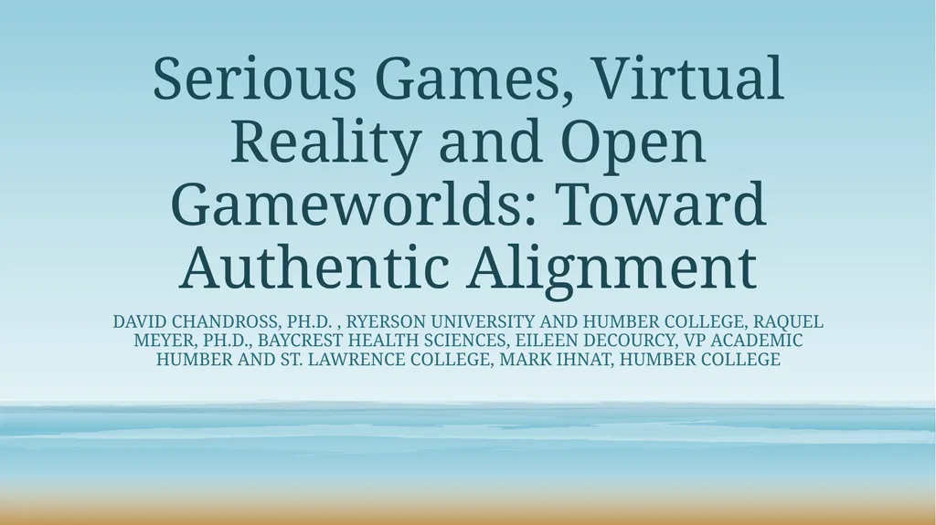 Open World and Immersive Education Serious Games, - slide 2 of 19