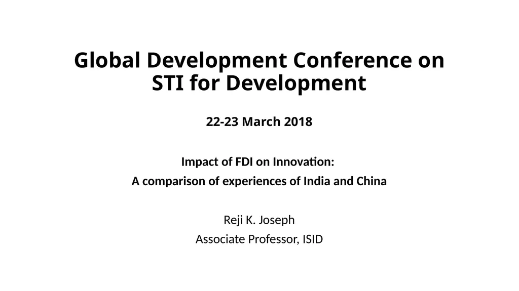 Global Development Conference on STI for - slide 1 of 11
