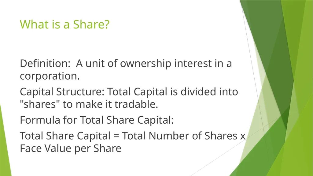 Share, face value market value equity share - slide 2 of 9