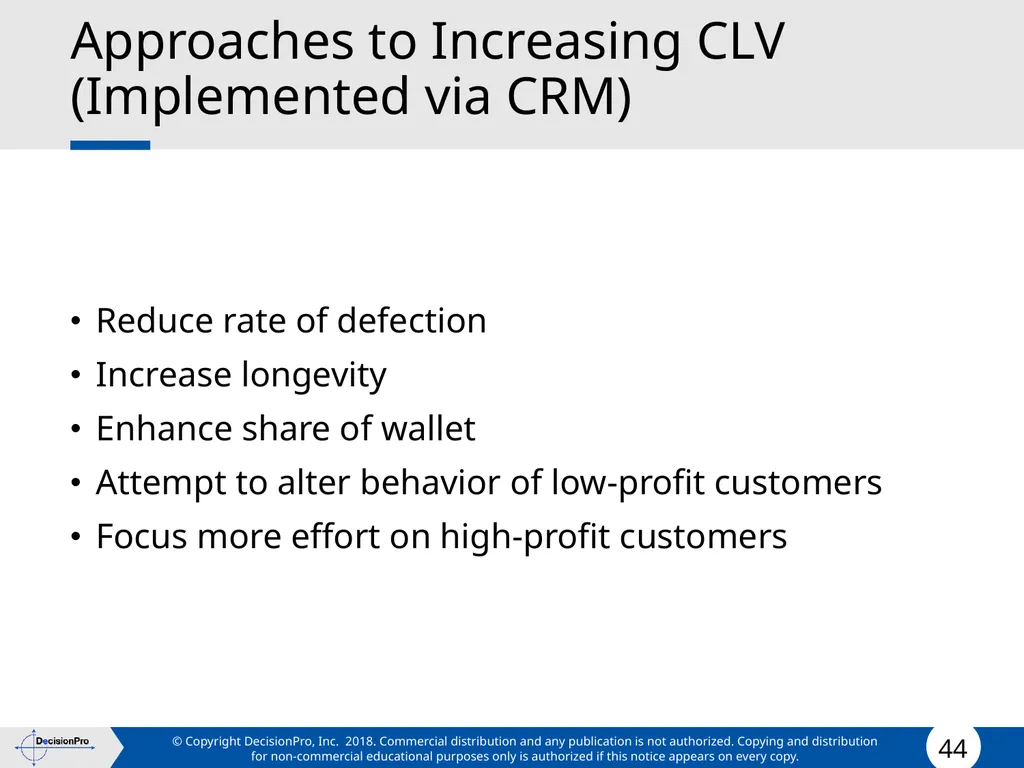 Value for Customers & Valuing Customers Measuring - slide 44 of 73