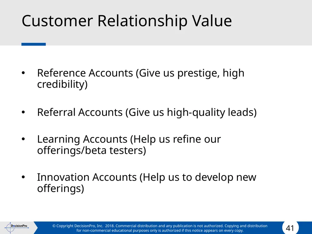 Value for Customers & Valuing Customers Measuring - slide 41 of 73