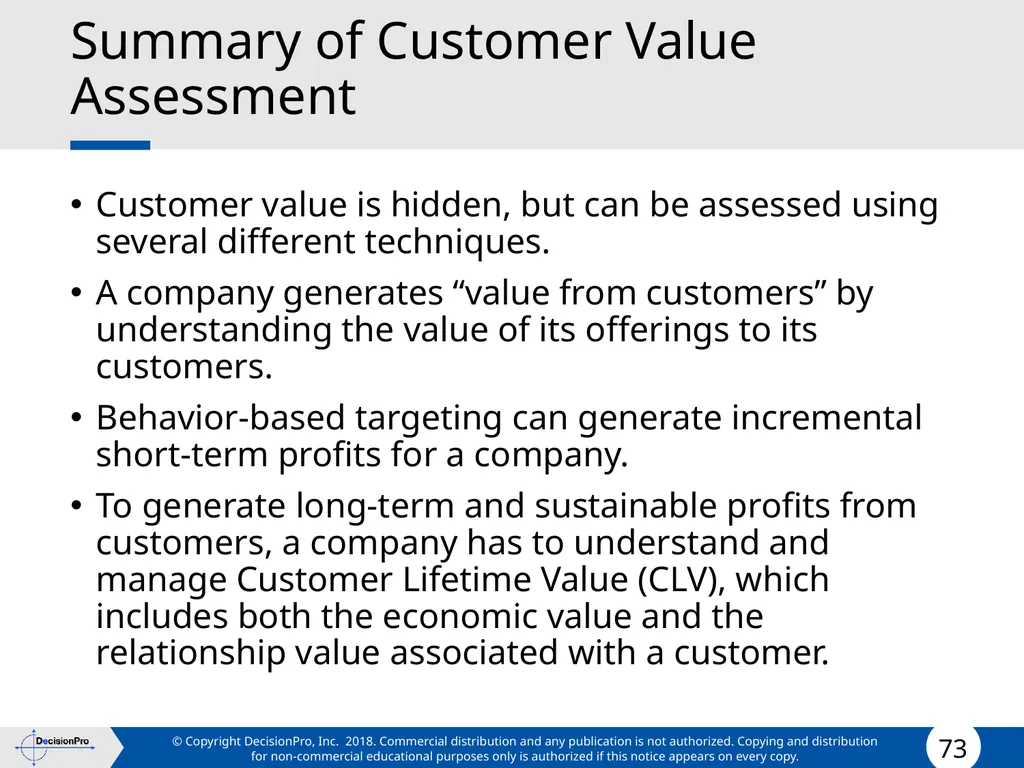 Value for Customers & Valuing Customers Measuring - slide 73 of 73