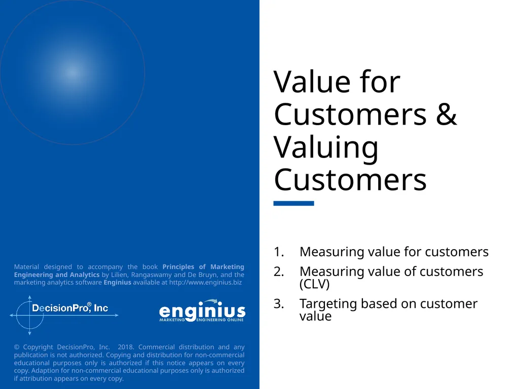 Value for Customers & Valuing Customers Measuring - slide 1 of 73
