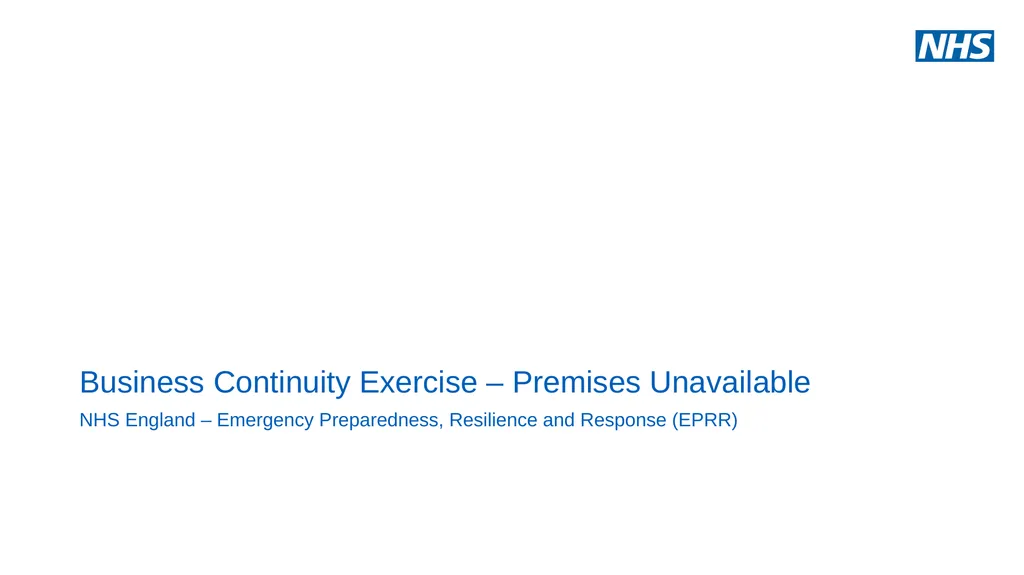 Business Continuity Exercise – Premises - slide 1 of 16